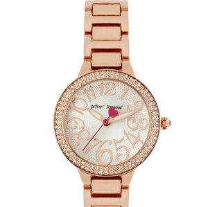 Betsey Johnson Rose Gold-Tone Watch with Crystal Details